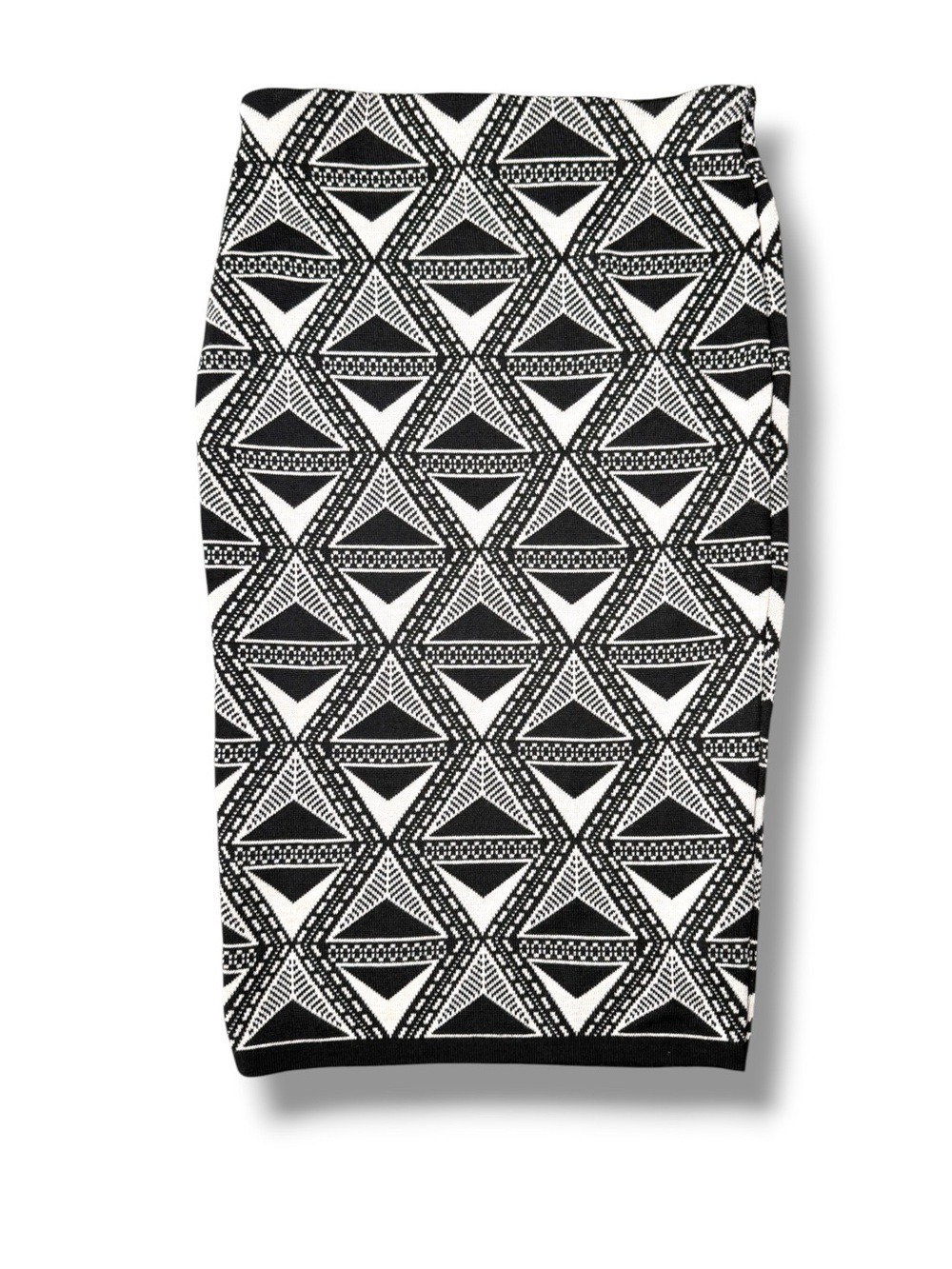 Americana Knit Geometric Sweater Pencil Skirt Medium Black White